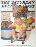 1940 Saturday Evening Post Cover ~ Child at "Serve Yourself" Supermarket