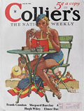 1934 Collier's Magazine Cover ~ Beach Lady Eats & Reads