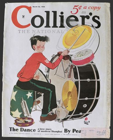 1935 Collier's Magazine Cover ~ Boy Plays Drums