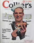 1935 Collier's Magazine Cover ~ Sailor Eats a Hotdog