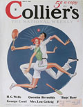 1935 Collier's Magazine Cover ~ Tennis Couple Collides