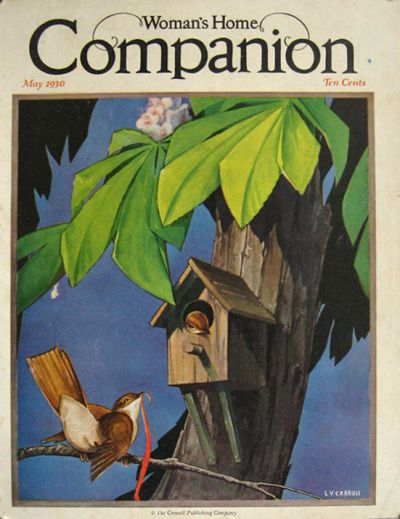 1930 Woman's Home Companion Cover ~ L.V. Carroll ~ Birds, Birdhouse