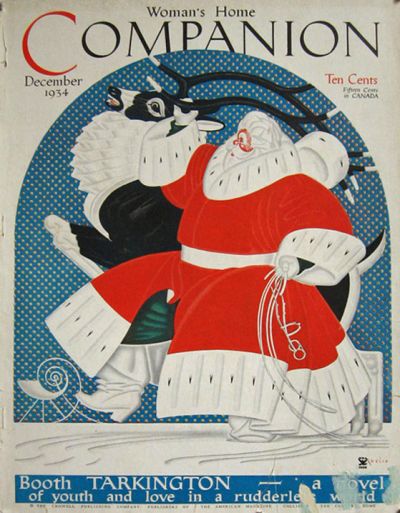 1934 Woman's Home Companion Cover ~ William Welsh ~ Santa & Reindeer