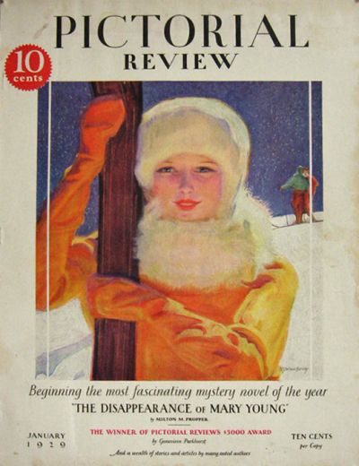 1929 Pictorial Review Cover ~ Woman with Skis