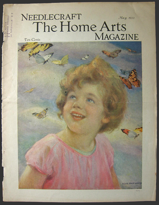 1933 Needlecraft Magazine Cover ~ Child with Butterflies