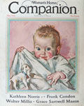 1933 Woman's Home Companion Cover ~ Maud Fangel, Baby WIth Toy Lamb