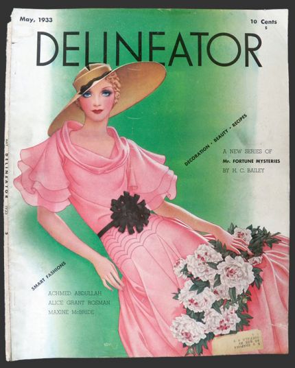 1933 Delineator Magazine Cover ~ Lady With Pink Dress