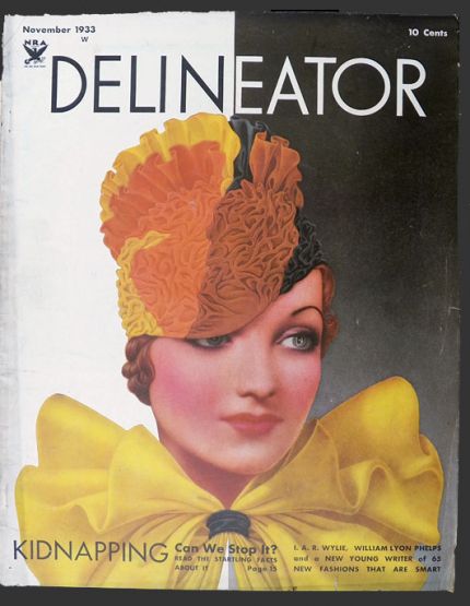 1933 Delineator Magazine Cover ~ Lady With Big Yellow Bow