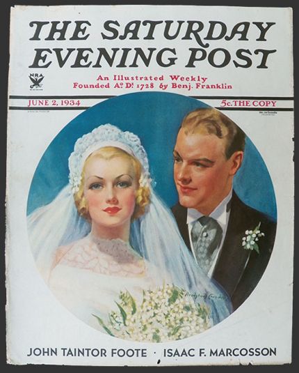 1934 Saturday Evening Post Cover ~ Bradshaw Crandall ~ Wedding Couple
