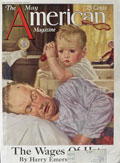 1928 The American Magazine Cover ~ Baby Swats Fly