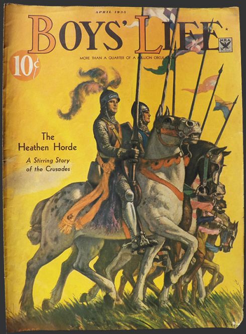 1935 Boys' Life Magazine Cover ~ Crusaders on Horseback