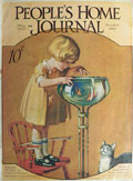 1926 People's Home Journal Cover ~ Child & Cat With Goldfish