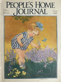 1928 People's Home Journal Cover ~ Child Picks Bluebells, Susan Pearse