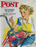 1943 Saturday Evening Post Cover ~ Woman with Bike Flat Tire