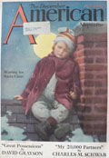 1916 American Magazine Cover ~ Child Waits for Santa ~ J. Knowles Hare