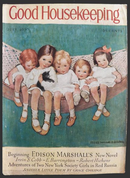 1930 Good Housekeeping Cover ~ Kids on Hammock ~ Jessie Willcox Smith
