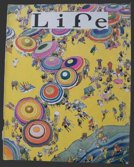 1930 Life (Humor) Magazine Cover ~ Aerial Beach Scene