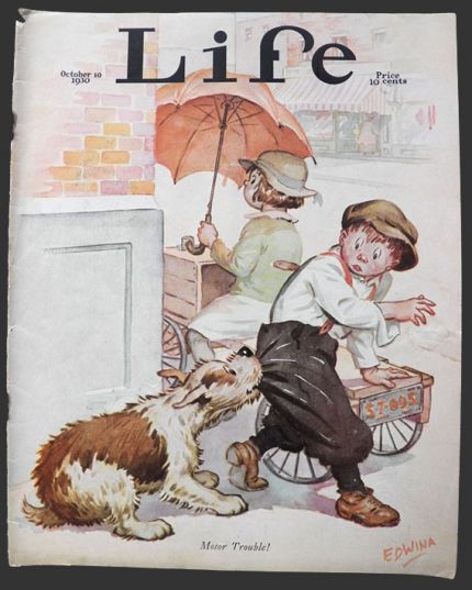 1930 Life (Humor) Magazine Cover ~ Edwina Dumm Sinbad Dog