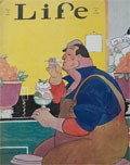1930 Life (Humor) Magazine Cover ~ Large Man Eats Ice Cream