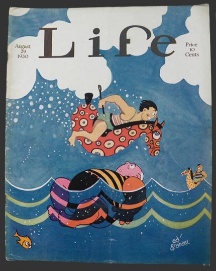1930 Life (Humor) Magazine Cover ~ Man on Sea Horse