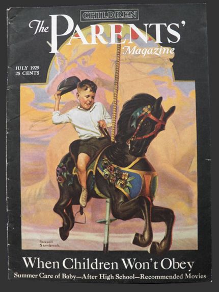 1929 Children Magazine Cover ~ Boy On Carousel Horse