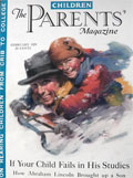 1929 Children Magazine Cover ~ Father, Son Sledding