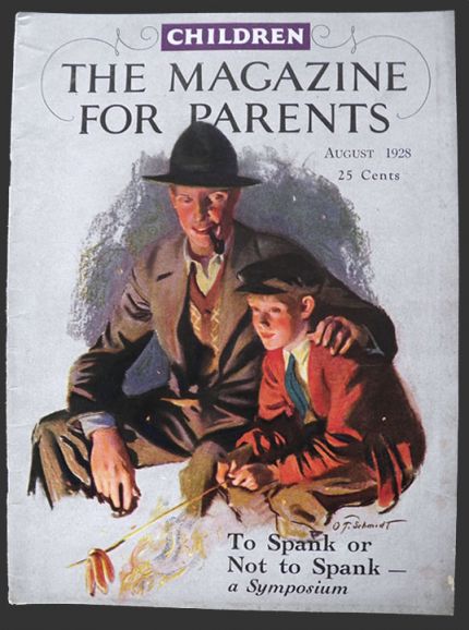 1928 Children Magazine Cover ~ Dad & Son Campfire