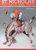 1935 St. Nicholas Magazine Cover ~ Pig Rides Bucking Horse ~ Tony Sarg