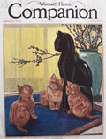 1932 Woman's Home Companion Cover ~ Kittens With Cat Statue