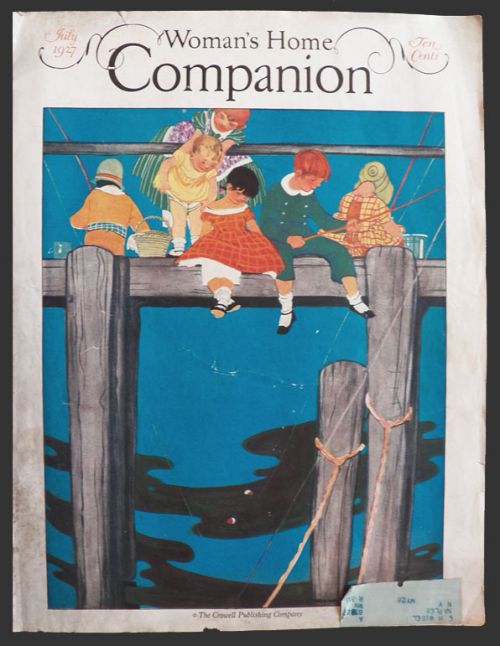 1927 Woman's Home Companion Cover ~ Kids Fishing From Pier