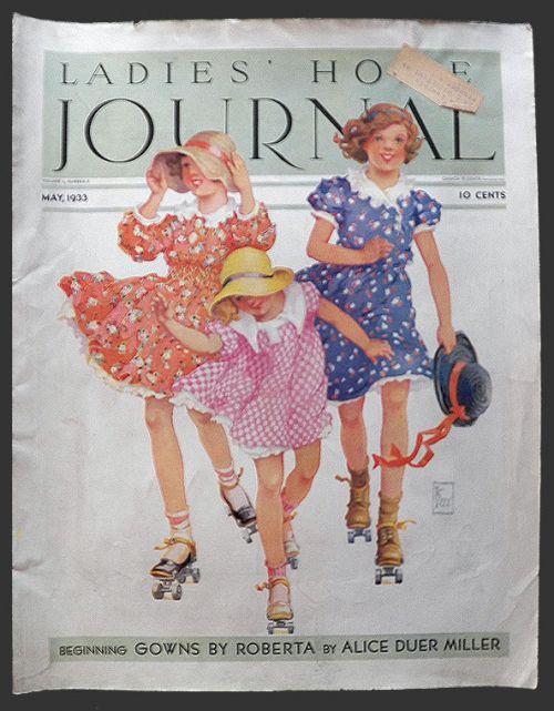 1933 Ladies Home Journal Cover ~ Children on Roller Skates