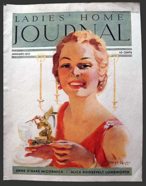 1933 Ladies Home Journal Cover ~ New Year's Lady
