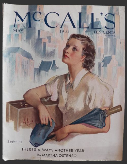 1933 McCall's Magazine Cover ~ Woman Tourist with Umbrella