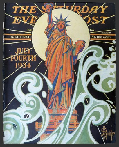 1934 Saturday Evening Post Cover ~ J.C. Leyendecker ~ Lady Liberty