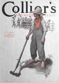 1911 Collier's Magazine Cover ~ Farmer Boy Wants to Play Ball
