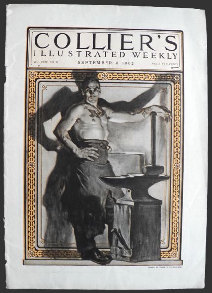 1902 Collier's Magazine Cover ~ Tattooed Blacksmith
