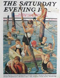 1928 Saturday Evening Post Cover ~ Boys Swimming ~ Eugene Iverd