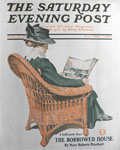 1909 Saturday Evening Post Cover ~ Edward Penfield ~ Woman in WIcker Chair