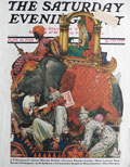 1928 Saturday Evening Post Cover ~ Circus Clowns, Elephant