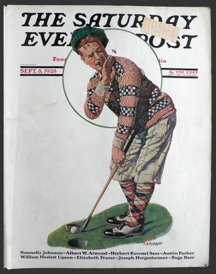 1928 Saturday Evening Post Cover ~ Bee Bothers Golfer