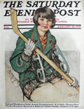 1927 Saturday Evening Post Cover ~ Ice Hockey Girl ~ Ellen Pyle