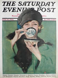 1926 Saturday Evening Post Cover ~ Woman Sips Tea ~ Penrhyn Stanlaws