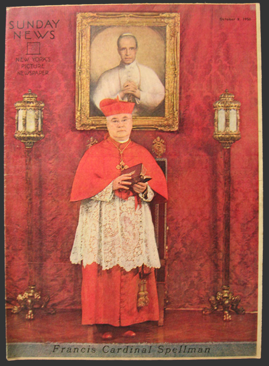 1950 Vintage Sunday News Magazine Cover ~ Cardinal Spellman Photo
