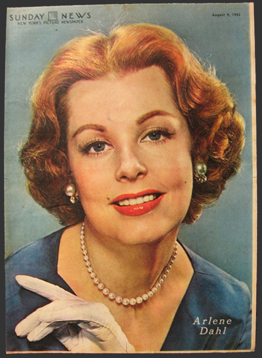1953 Vintage Sunday News Magazine Cover ~ Arlene Dahl Photo
