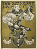 1931 Saturday Evening Post Cover ~ Pierrot Plays Mandolin