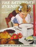1941 Saturday Evening Post Cover ~ Child Eyes Thanksgiving Turkey