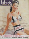 1942 Liberty Magazine Cover ~ Beach Pinup Lady ~ Ruskin 