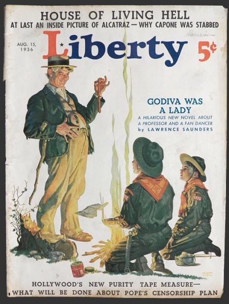 1936 Liberty Magazine Cover ~ Boy Scout Campfire