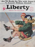 1932 Liberty Magazine Cover ~ Kids on Sled & Broom