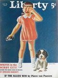 1940 Liberty Magazine Cover ~ Puppy Eats Childs Candy Bar